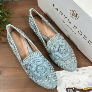 Taryn Rose Brigitta Woven Floral Heeled Loafers Size 5